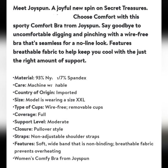 Joyspun Women's Pullover Comfort Bralette, Sizes S - Picture 5 of 8